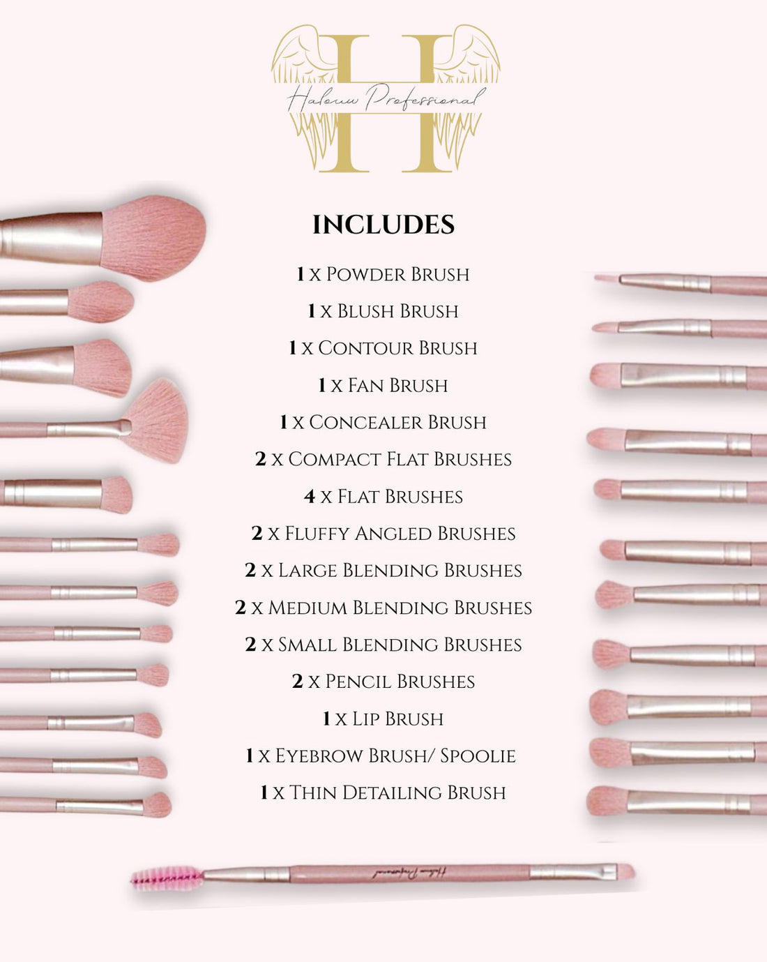 24 Piece Halouw Professional Brush Set